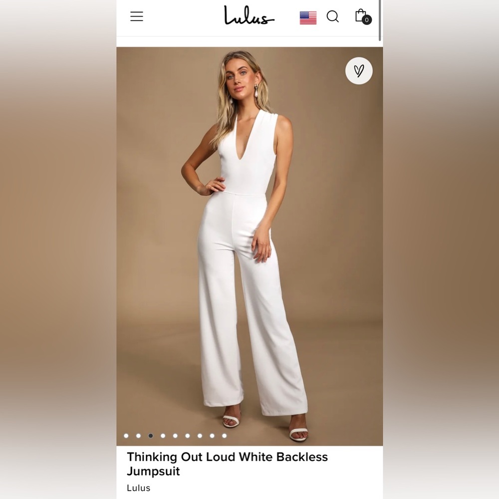Thinking Out Loud White Backless Jumpsuit. Lulus. NWT.